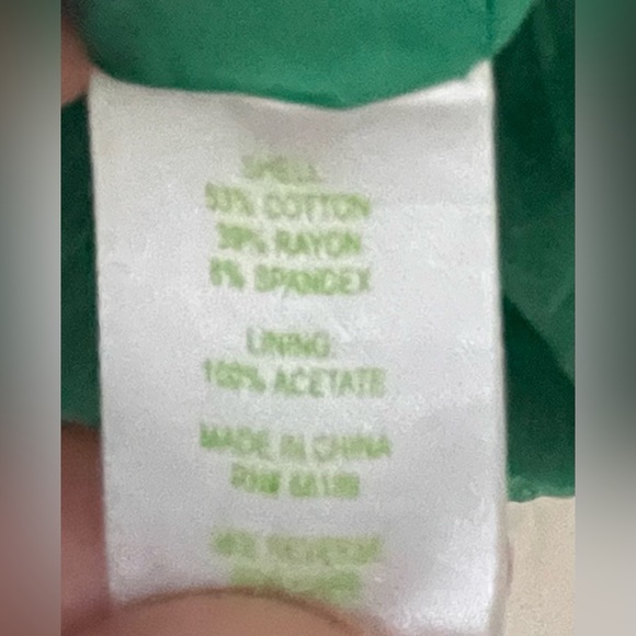 Lily Pulitzer green, cotton blend, zip front, fully lined, pleated mini skirt; 4 - Picture 6 of 7